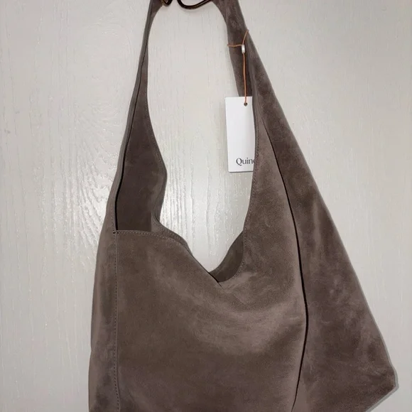 NWT Italian Suede Slouchy Shoulder Bag in Pebble color - Picture 6 of 10